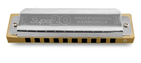Hering 8020D Super 20 Diatonic Harmonica Stainless Steel and Gold Plastic Key of D