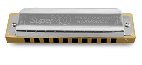 Hering 8020A Super 20 Diatonic Harmonica Stainless Steel and Gold Plastic Key of A