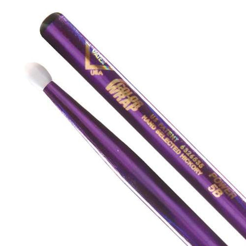 Vater VCP5A Color Wrap Drum Sticks Nylon Tip Size 5A Purple Optic
